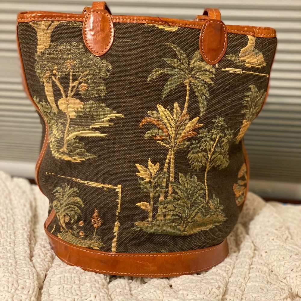 Tommy Bahama Brown Canvas Tote with Leather Accents
